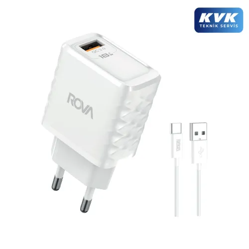 Rova SB113T A Giriş A-T 1M Kablolu Şarj Başlığı 18W